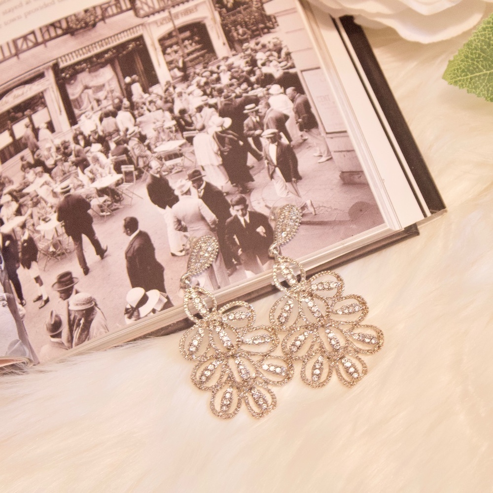 Silver Rhinestone Statement Earrings